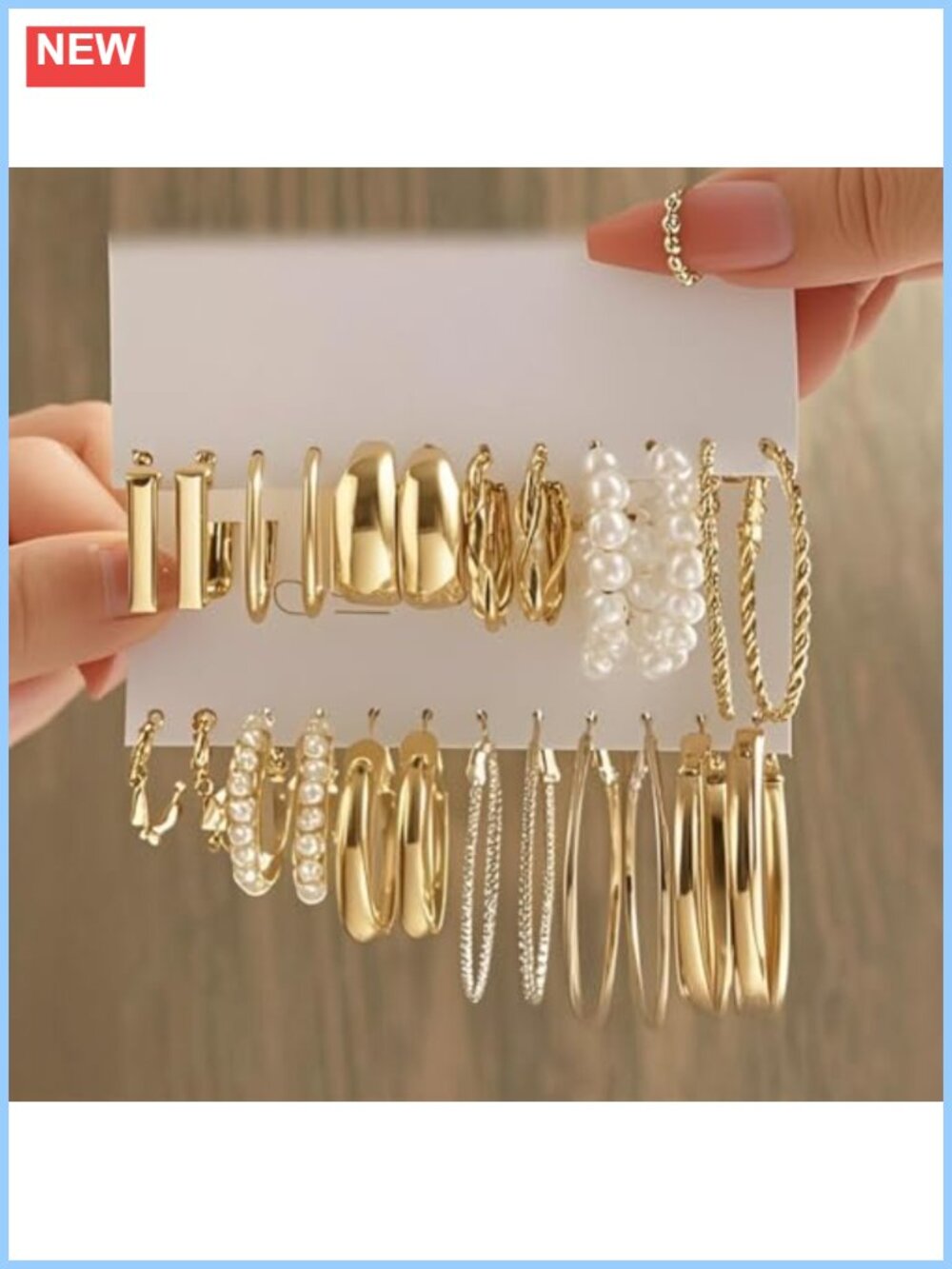 12 Pairs Hoop Earring Set Waterproof Dainty Small Chunky Fashion Earrings